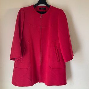 Zippered Coat with Bell Sleeves -Dark Pink/Fuchsia